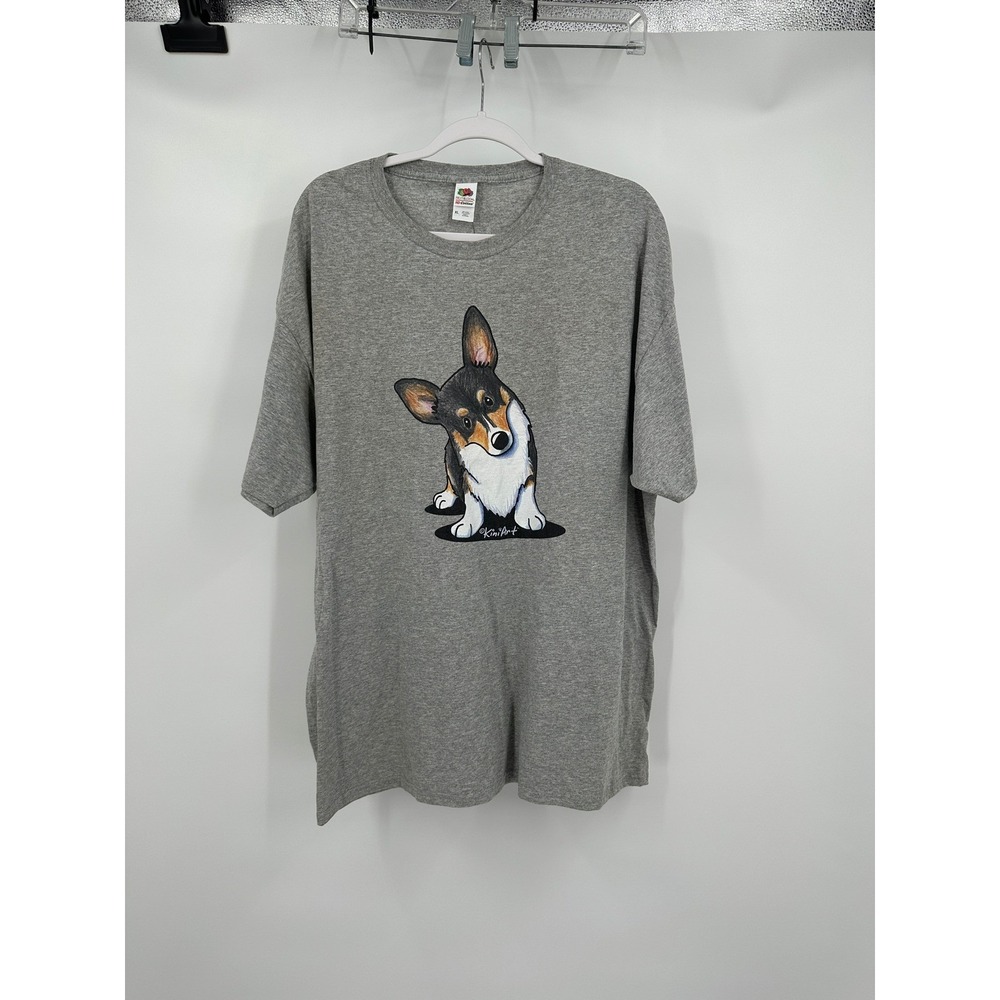 Womens KiniArt Corgi Dog Graphic Tee Heather Gray Size XL Welsh Pet Lover
